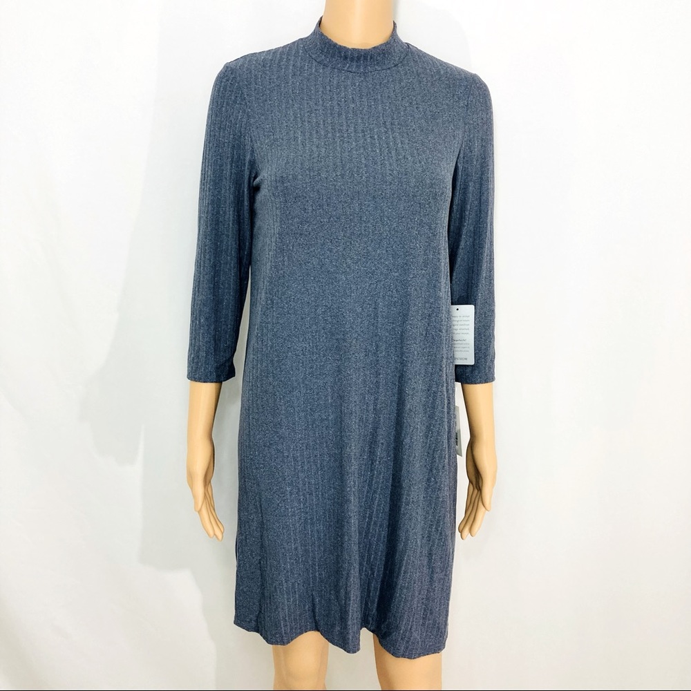 NWT! Tash + Sophie Mock Neck Rib Dress 3/4th Sleeves SZ Medium